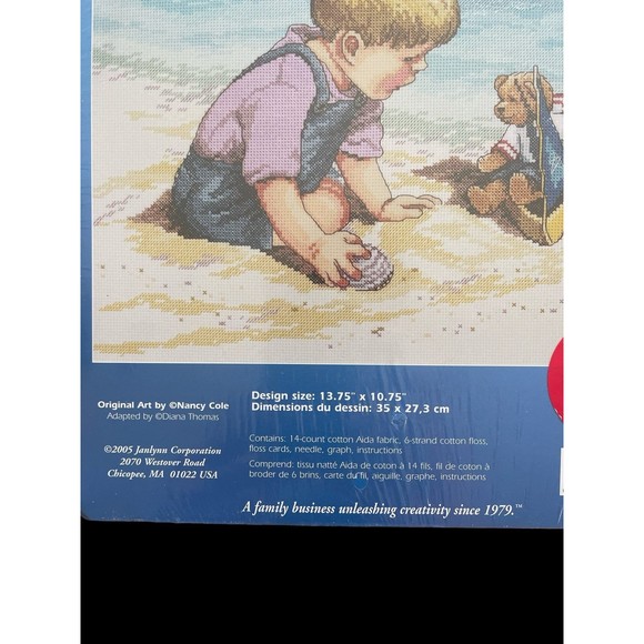 Vintage NOS Counted Cross Stitch Kit-Seashore Fun by Janlynn - Picture 2 of 3